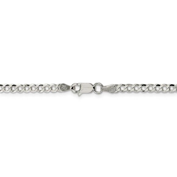 3.2mm, Sterling Silver, Solid Beveled Curb Chain Necklace, 18 Inch